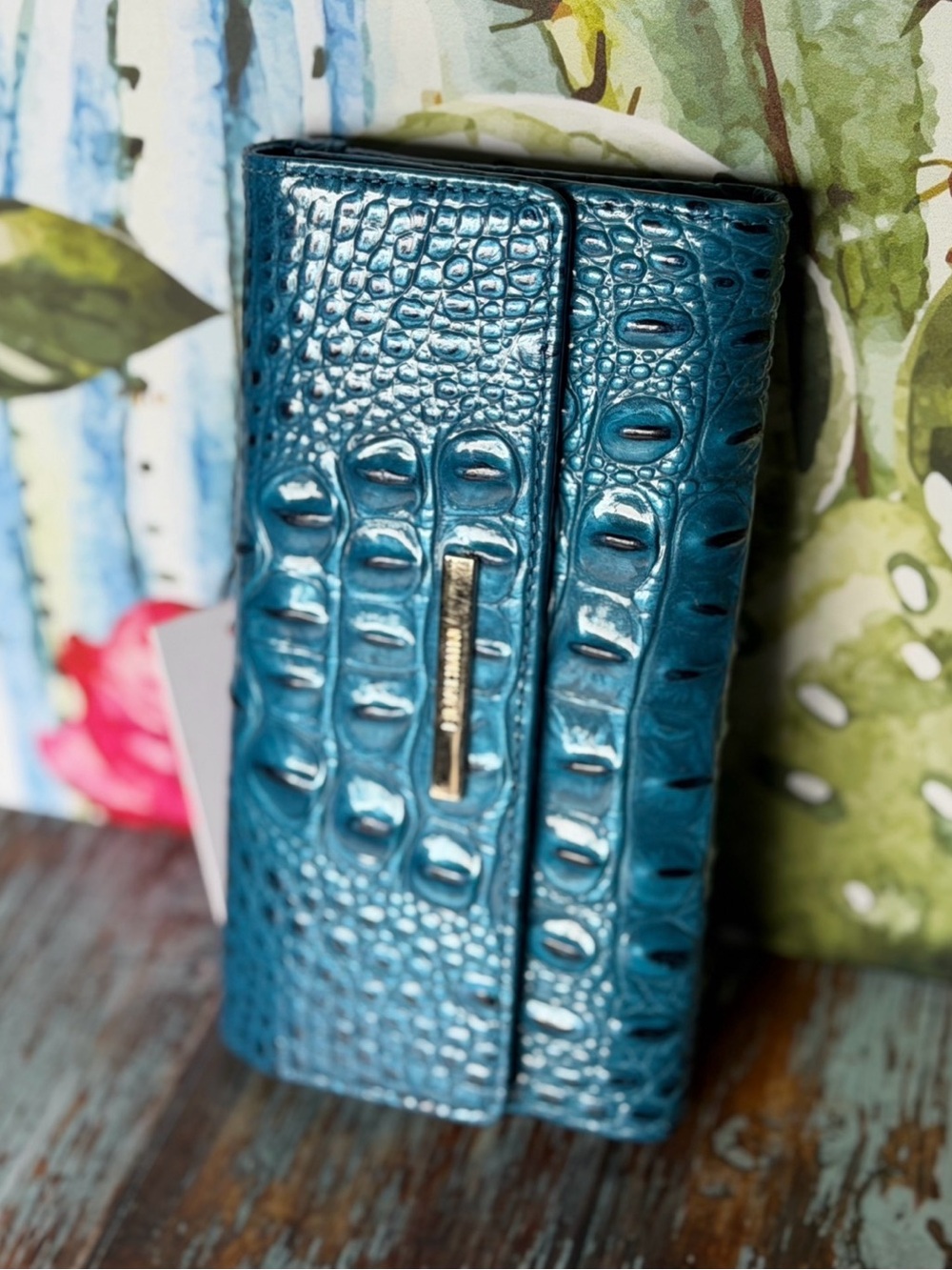 NWT Brahmin Cordelia Wallet  Vibrant azure Blue  Melbourne leather